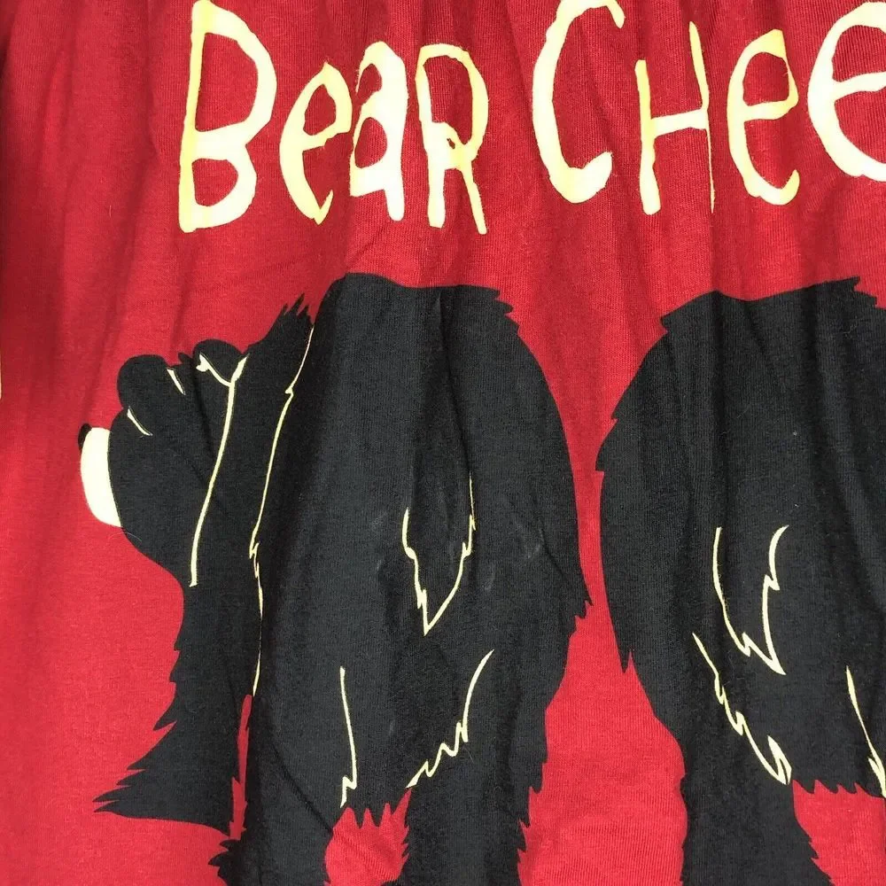 Lazy One Adult Medium Red Bear‎ Cheeks Boxers Elastic Waist Button Fly NWT